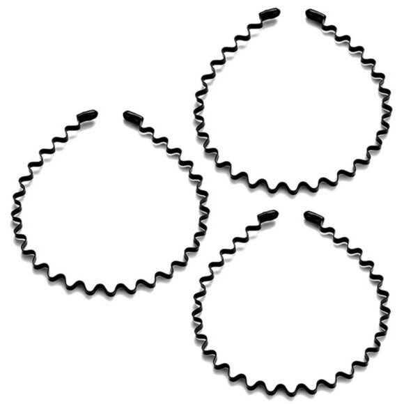 ⚡Men H-New 3pcs Metal Fashion Unisex Wavy Outdoor Sports Simple Elastic Headband - Picture 1 of 6